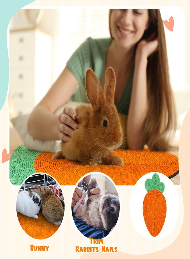 Maasechs Rabbit Scratching Pad, Natural Sisal Cat Bunny Scratcher Mats Cute Scratch Rug, Claws and Teeth Care for Biting Sleeping Nesting Small Animal Bedding Chew Toys Bed Play Toy(Carrots) - Image 3